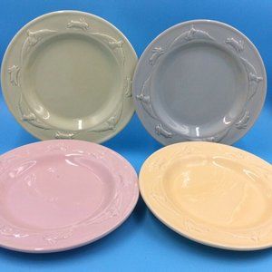 4 HALLMARK Easter Embossed Bunny Rabbit Plates